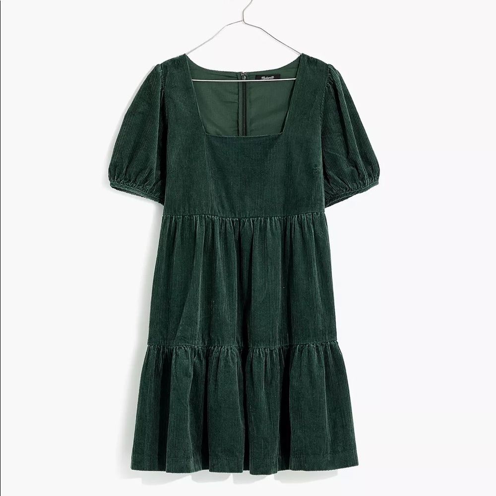 Madewell Corduroy Aidy Square Neck Tiered Mini Dress